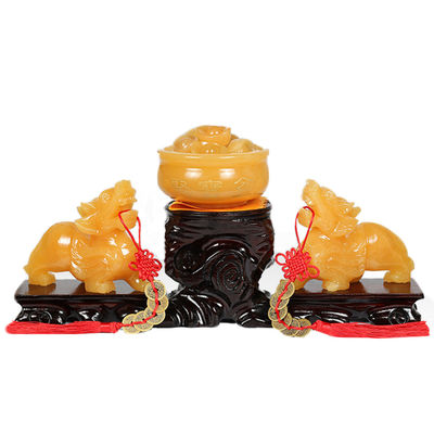 Verkaufstabelle Gelbe Jade Pixiu Statue Fengshui Geschenk für Reichtum und Wohlstand