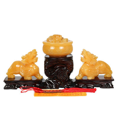 Verkaufstabelle Gelbe Jade Pixiu Statue Fengshui Geschenk für Reichtum und Wohlstand
