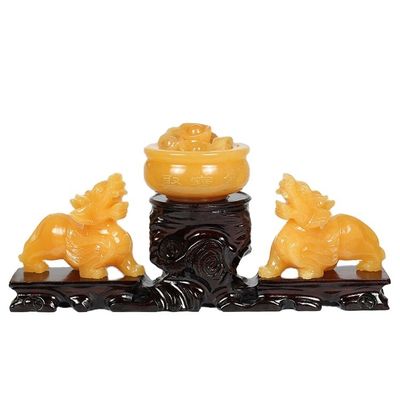 Verkaufstabelle Gelbe Jade Pixiu Statue Fengshui Geschenk für Reichtum und Wohlstand