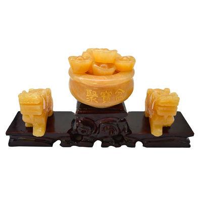 Verkaufstabelle Gelbe Jade Pixiu Statue Fengshui Geschenk für Reichtum und Wohlstand