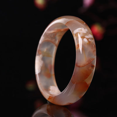 Schmuck Dekoration Natur Sakura Achat Jade Armband Chalcedon Kristall Eis Durch Armband Frauen 52-56mm