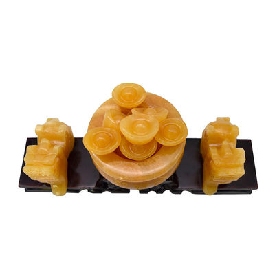 Verkaufstabelle Gelbe Jade Pixiu Statue Fengshui Geschenk für Reichtum und Wohlstand