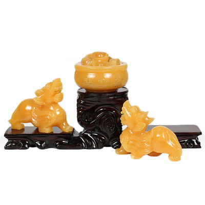 Verkaufstabelle Gelbe Jade Pixiu Statue Fengshui Geschenk für Reichtum und Wohlstand