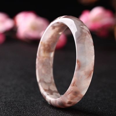 Schmuck Dekoration Natur Sakura Achat Jade Armband Chalcedon Kristall Eis Durch Armband Frauen 52-56mm