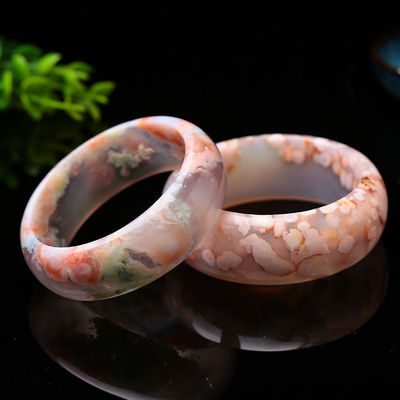 Schmuck Dekoration Natur Sakura Achat Jade Armband Chalcedon Kristall Eis Durch Armband Frauen 52-56mm