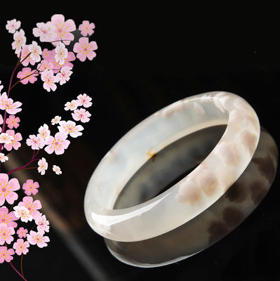 Schmuck Dekoration Natur Sakura Achat Jade Armband Chalcedon Kristall Eis Durch Armband Frauen 52-56mm