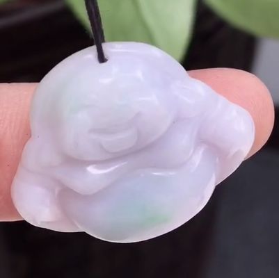 Grüner tragbarer, natürlicher Burma, lila geschnitzter Jadeit, Jade, lachender Buddha Anhänger für Frauen und Kinder, natürliche Farbe