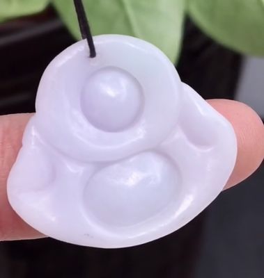 Grüner tragbarer, natürlicher Burma, lila geschnitzter Jadeit, Jade, lachender Buddha Anhänger für Frauen und Kinder, natürliche Farbe