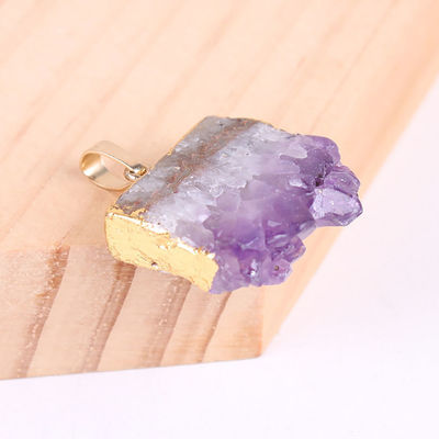 Feng Shui Natürlicher Druzy Quarz Agat Amethyst Halskette mit vergoldetem Anhänger und Kristallsteinen