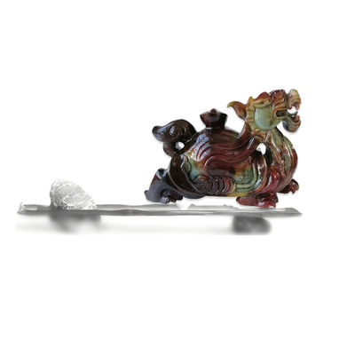 Hot 40cm Natürliche Jade Schnitzerei Drachen Schildkröte Statue Fein Feng Shui Stil für Dekoration