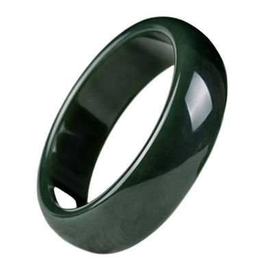 Handgefertigt Hetische Jade Nephrit Grünes Armband Armband im Volkstümlichen Stil 54-65mm mit einzigartigem Naturdesign