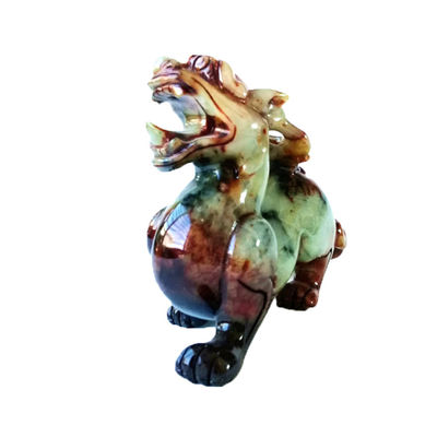 Handgeschnitzte 22cm Jade Pixiu Drachen Grüne Statue für Glück und Böse Edelstein enthalten