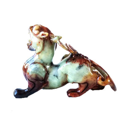 Handgeschnitzte 22cm Jade Pixiu Drachen Grüne Statue für Glück und Böse Edelstein enthalten