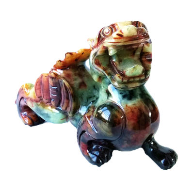 Handgeschnitzte 22cm Jade Pixiu Drachen Grüne Statue für Glück und Böse Edelstein enthalten