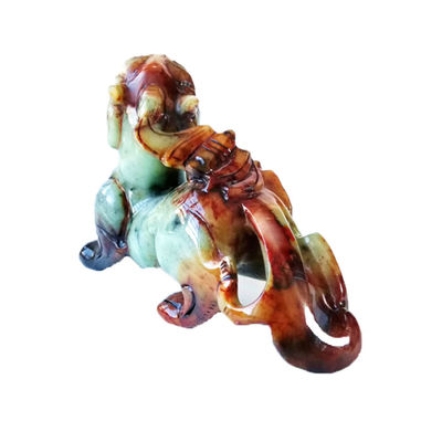 Handgeschnitzte 22cm Jade Pixiu Drachen Grüne Statue für Glück und Böse Edelstein enthalten