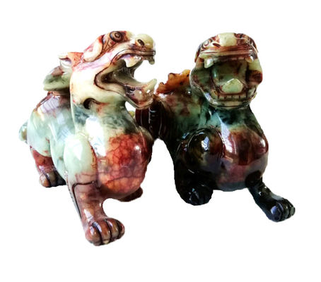 Handgeschnitzte 22cm Jade Pixiu Drachen Grüne Statue für Glück und Böse Edelstein enthalten