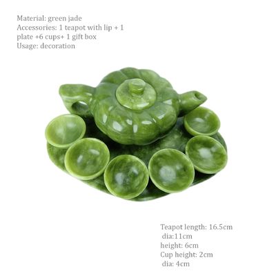 Chinesische traditionelle Handwerk Jade Teekanne Set mit 6 Tassen und 1 Jade Platte Limited Edition Gemstone Collection