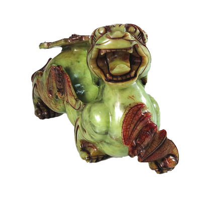 2 Stück Pixiu Chinesische Feng Shui Ornamente 20cm Jade Fledermaus Grüne Statue Individuelle Form Wohnkultur