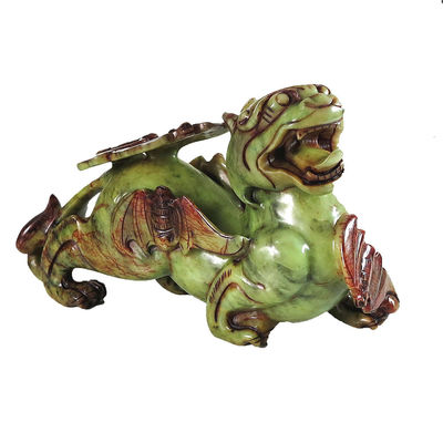2 Stück Pixiu Chinesische Feng Shui Ornamente 20cm Jade Fledermaus Grüne Statue Individuelle Form Wohnkultur