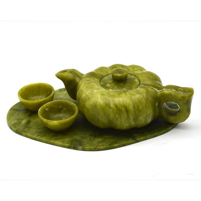 Chinesische traditionelle Handwerk Jade Teekanne Set mit 6 Tassen und 1 Jade Platte Limited Edition Gemstone Collection
