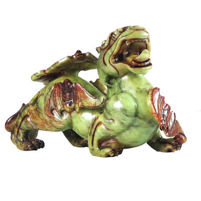 2 Stück Pixiu Chinesische Feng Shui Ornamente 20cm Jade Fledermaus Grüne Statue Individuelle Form Wohnkultur