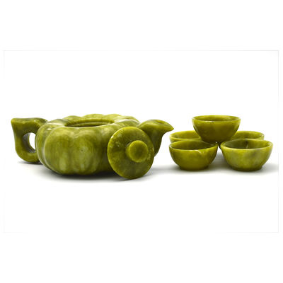 Chinesische traditionelle Handwerk Jade Teekanne Set mit 6 Tassen und 1 Jade Platte Limited Edition Gemstone Collection