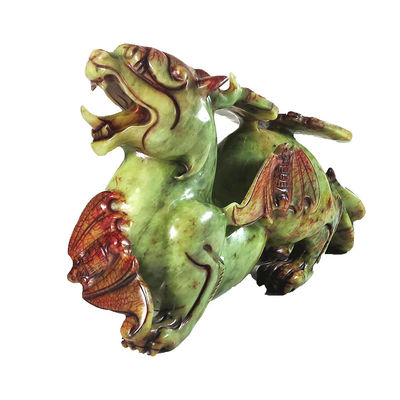 2 Stück Pixiu Chinesische Feng Shui Ornamente 20cm Jade Fledermaus Grüne Statue Individuelle Form Wohnkultur