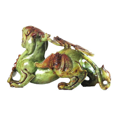 2 Stück Pixiu Chinesische Feng Shui Ornamente 20cm Jade Fledermaus Grüne Statue Individuelle Form Wohnkultur