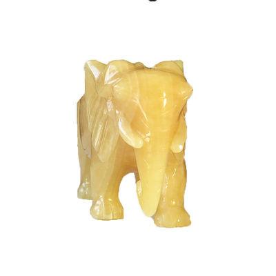 18 cm handgeschnitzte Topaz-Elefanten-Standbild aus Stein Kristallfigur für die Wohnkultur