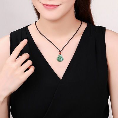 Kunst Sammler High Class Jade Buddha geschnitzt Jadeit Buddha Anhänger für Halskette Thema