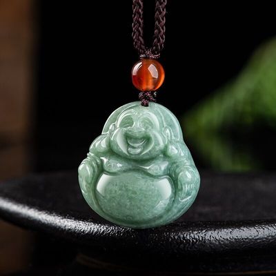 Kunst Sammler High Class Jade Buddha geschnitzt Jadeit Buddha Anhänger für Halskette Thema