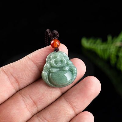 Kunst Sammler High Class Jade Buddha geschnitzt Jadeit Buddha Anhänger für Halskette Thema