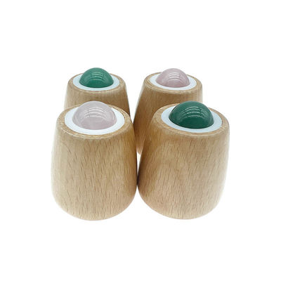 Anpassbarer Jade-Massage-Ball Holzgriff Jade-Roller für Körpermassage und Hals/Gesicht Gua Sha Stressentlastungswerkzeug