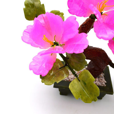Customized Logo verfügbard Chinesische Jade Stein Blumen Bäume Rote dekorative Blumen Kristall Bäume für B2B Marke