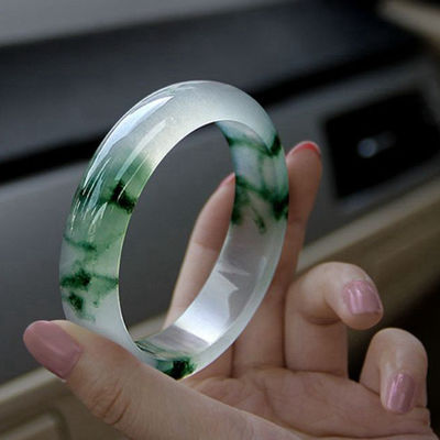 50-62mm Andere A Floating Flower Jade Armband aus natürlichem Smaragd Jade Folk BANGLES 1 Stück