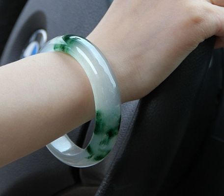 50-62mm Andere A Floating Flower Jade Armband aus natürlichem Smaragd Jade Folk BANGLES 1 Stück