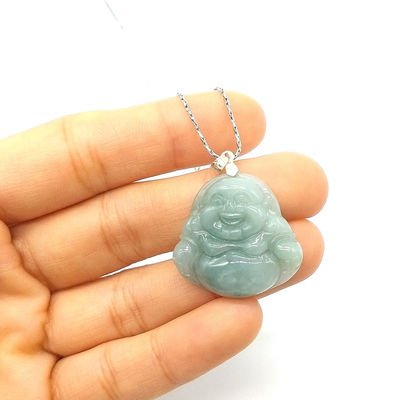 Jadeit Jade Anhänger Buddha Statue Halskette im traditionellen chinesischen Stil