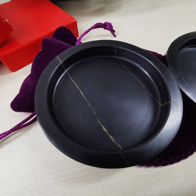 Klassischer Stil Handwerk Maßgeschneiderte natürliche schwarze runde Marmor-Cup-Coasters für Hotel-Hausdekoration
