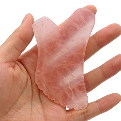 Custom Logo Natur Rose Quarz Gua Sha Körpermassage Werkzeug für Selbst Hautpflege und Gesichtsgesundheit