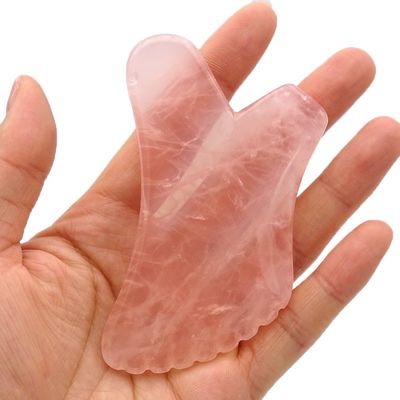 Custom Logo Natur Rose Quarz Gua Sha Körpermassage Werkzeug für Selbst Hautpflege und Gesichtsgesundheit