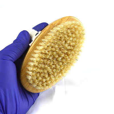 Natürlicher Holzgriff Wildschwein Bristel Haut Exfoliating Bambus Dusche Bad Bürsten Körper Trockene Bürste Körperbürste zur tiefen Reinigung
