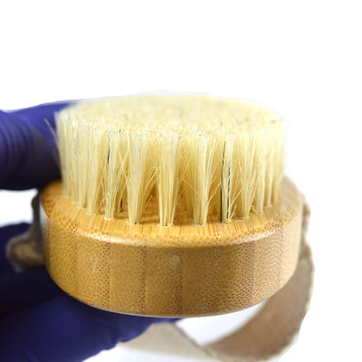 Natürlicher Holzgriff Wildschwein Bristel Haut Exfoliating Bambus Dusche Bad Bürsten Körper Trockene Bürste Körperbürste zur tiefen Reinigung