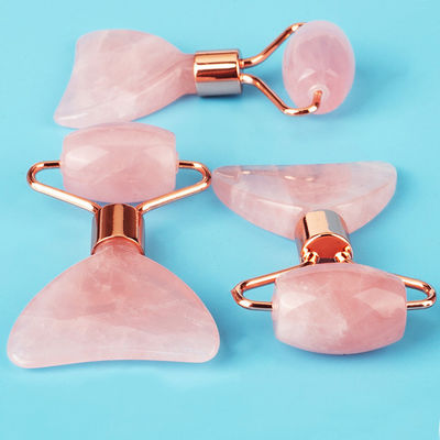 Mini Rose Quarz Jade Roller Augen Hautpflege Gua Sha Board Multifunktionales Gesichtsschönheitsgerät innerhalb von 90 Zeichen
