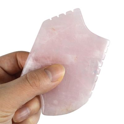2024 Rose Quarz Gua Sha Massagegerät mit Zähnen Natürliche Kristallhaut Schönheitsmassager Gesichtslifting Anti-Aging Rosa Logo