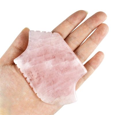 2024 Rose Quarz Gua Sha Massagegerät mit Zähnen Natürliche Kristallhaut Schönheitsmassager Gesichtslifting Anti-Aging Rosa Logo