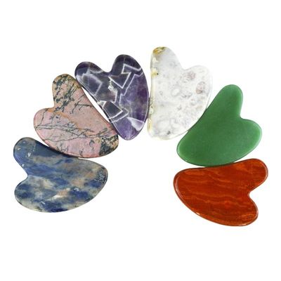 75*50mm Rose Quarz Jade Bian Stein Skulptur Herz Gua Sha Gesicht Skulptur Werkzeug für Hals Rücken Schulter Massage Anti-Aging