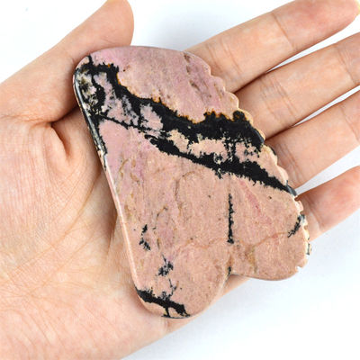 Körpermassage Ausrüstung Natur Rhodonit Stein Gua Sha Schablone für Gesichtsschönheit und Tiefe Gewebe Massage