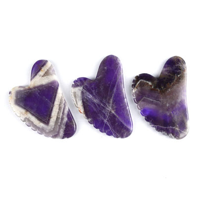 2024 Trending Massagetools Herzform Natürlicher Amethyst Gua Sha Mit Zähnen Custom Logo Guasha Körper Selbst Hautpflege