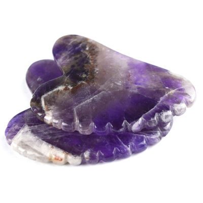 2024 Trending Massagetools Herzform Natürlicher Amethyst Gua Sha Mit Zähnen Custom Logo Guasha Körper Selbst Hautpflege