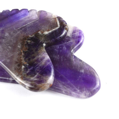 2024 Trending Massagetools Herzform Natürlicher Amethyst Gua Sha Mit Zähnen Custom Logo Guasha Körper Selbst Hautpflege